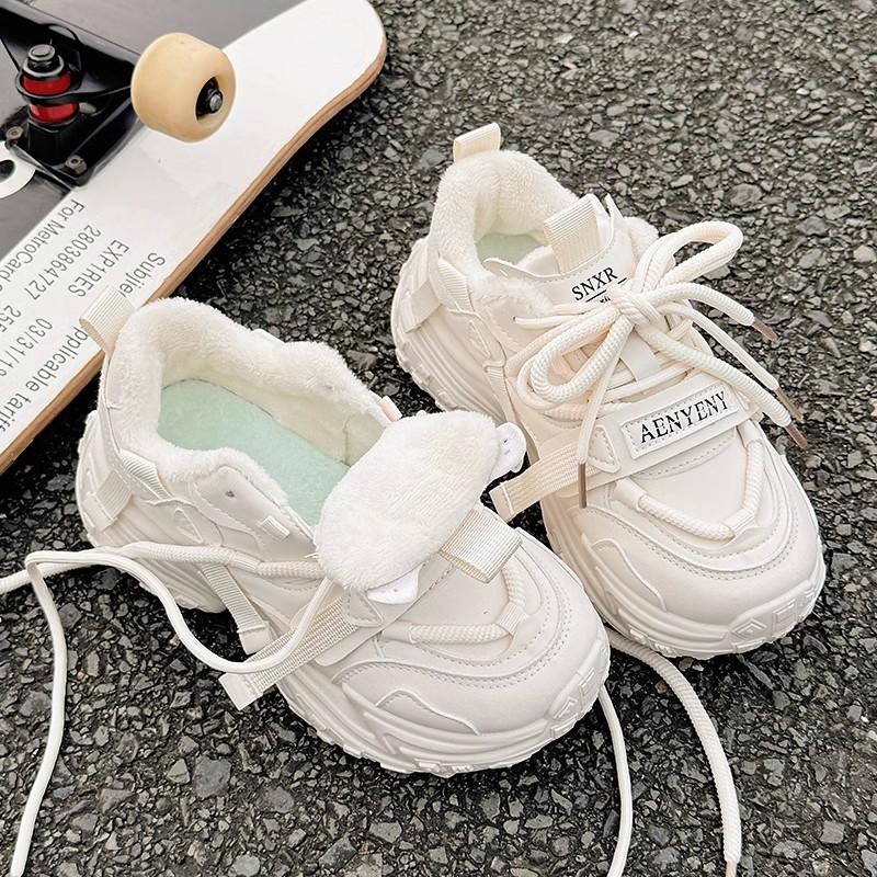 Daddy shoes women's 2025 new spring thick-soled heightening casual shoes muffin shoes little white shoes original design sense