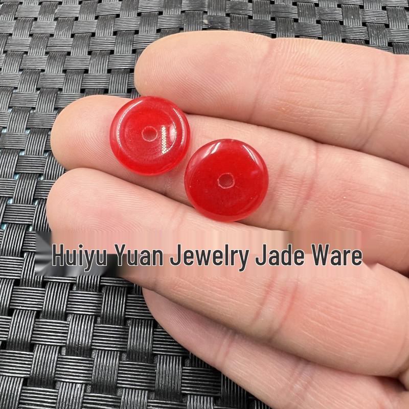 Red Quartzite Jade Coin Buckle Pendant for Bracelet, Anklet, or Car