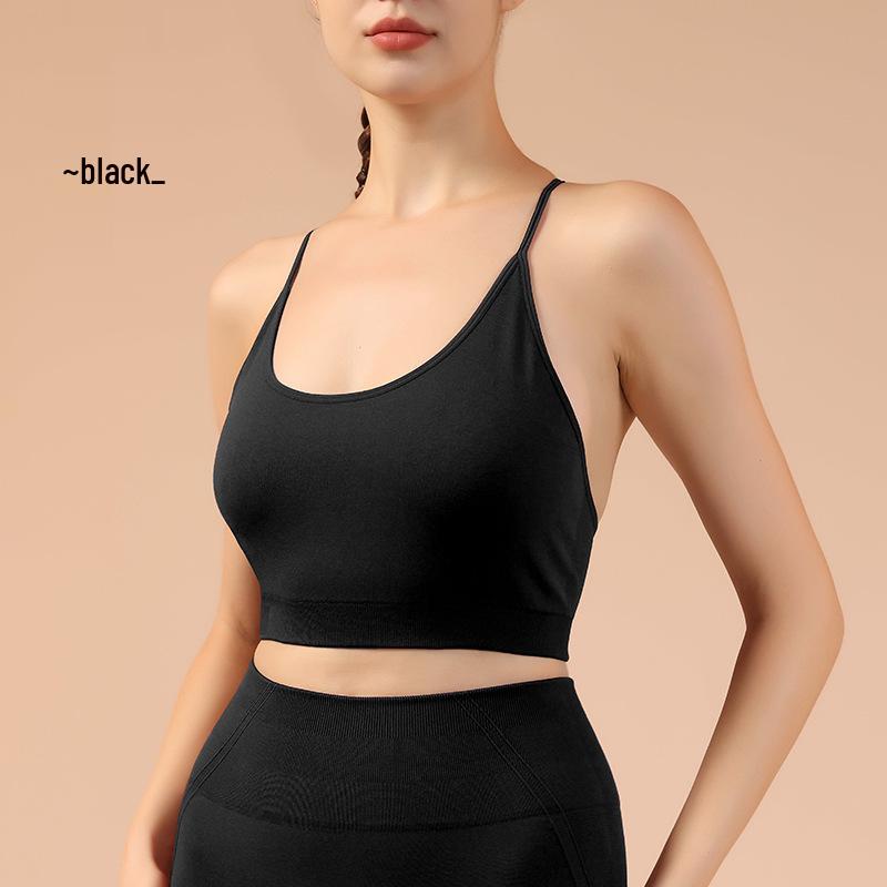 

Бесшовный нюдовый спортивный бюстгальтер 2024: Женская майка-борцовка для бега и йоги с тонкими бретелями Small