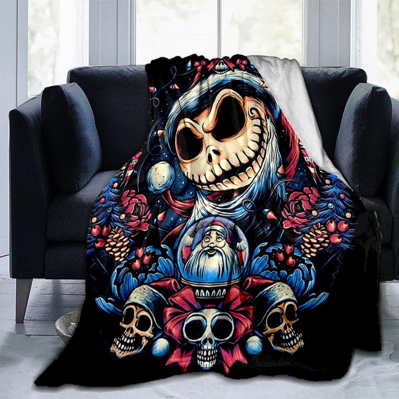 1pc Christmas Skeleton Design Blanket  Seasonal Home Decorative Throw for Couch, or Car Seat Cover,Living Room, Travel, Camping, Car Blankets
