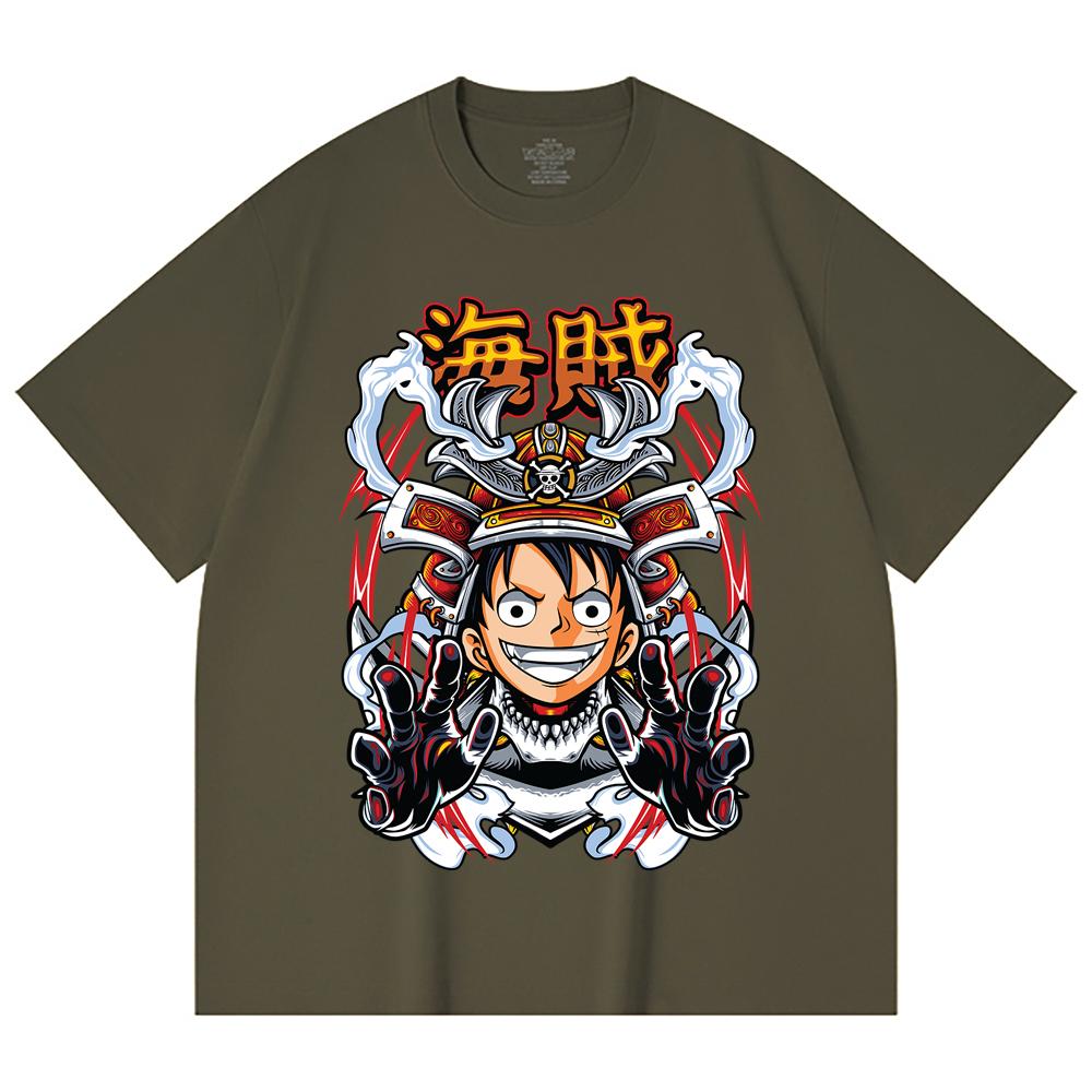 230 Gsm 100% Cotton One Piece V70 Luffy Samurai Print Unisex Heavy Cotton T Shirt