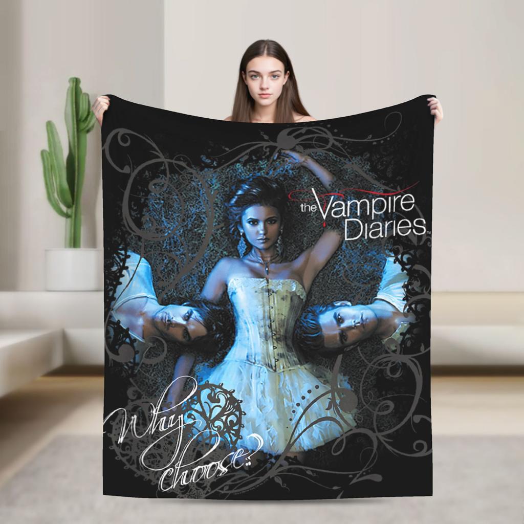 V-Vampire Diaries  Blanket Quality Warm Soft  Throw Blanket Winter Kids Adult Couch Chair Sofa Bed Funny Bedspread