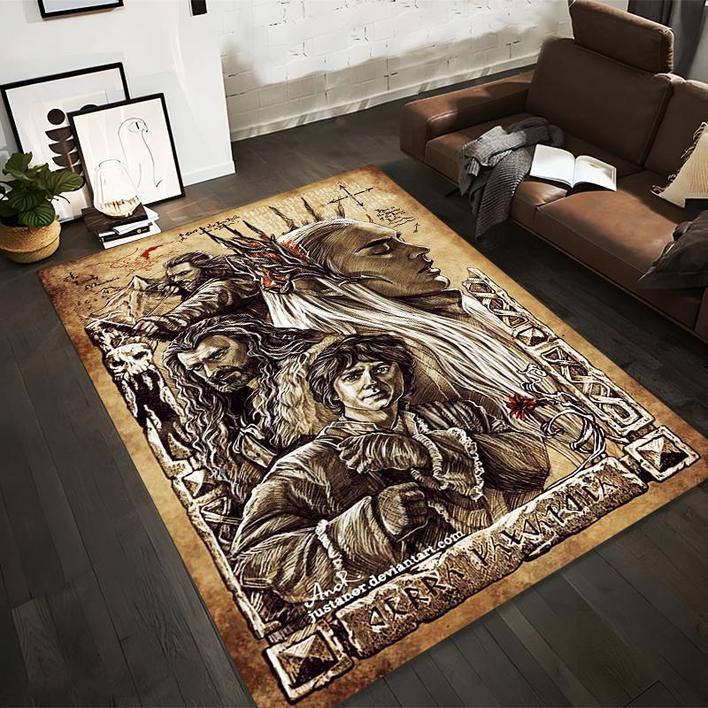

Fantasy Art Carpet with Elves, Warriors, and Ancient Symbols Print Suitable for use as an anti-slip for living room bedroom sofas 40x60cm( 15x23in )