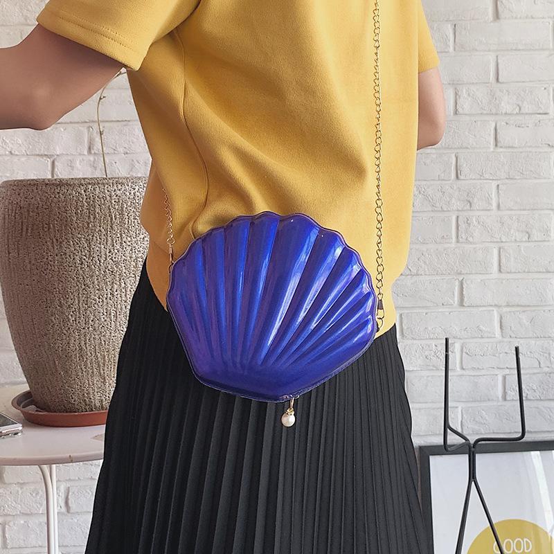 Women Sequin Decor Small Shell Handbag Adjustable Chain Strap Cute Shoulder Crossbody Bag for Work Shopping Party