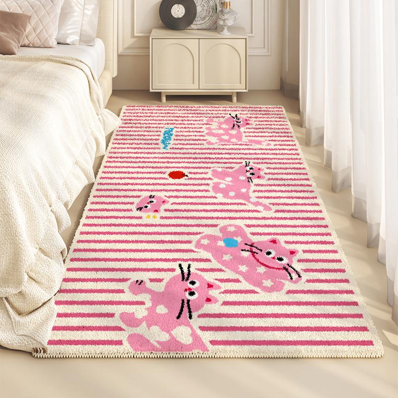 Pink Princess Style Children Room Bedside Carpet Girls Bedroom New Irregular Bow Carpet Special Shape Living Room Large Area Rug