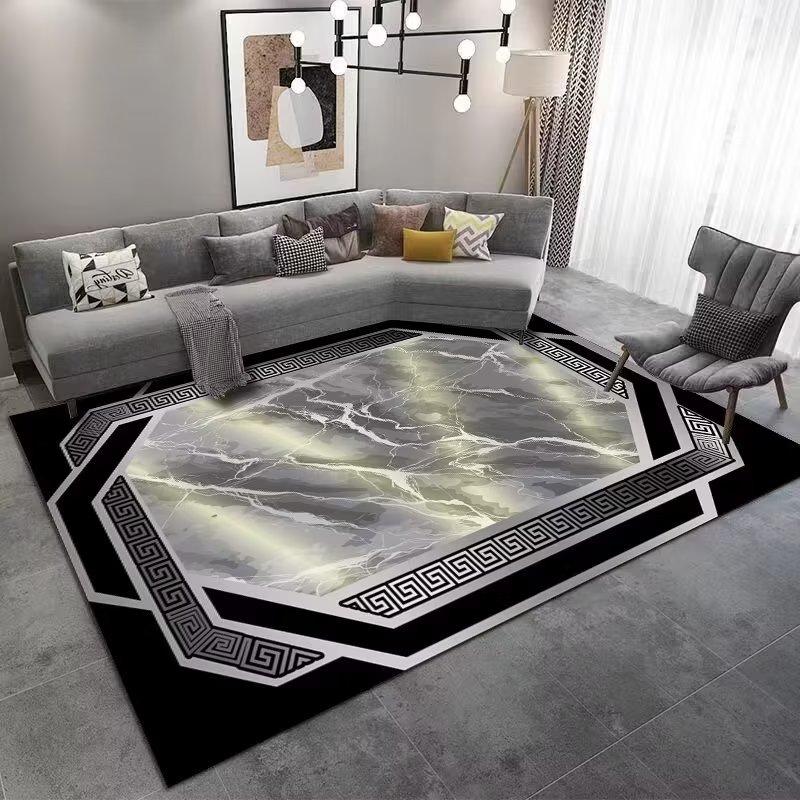 Marble Large Carpet for Living Room 160x230 Black Light Luxury Decoration Study Area Rug Washable Y2k Bedroom Home Mats Non-slip