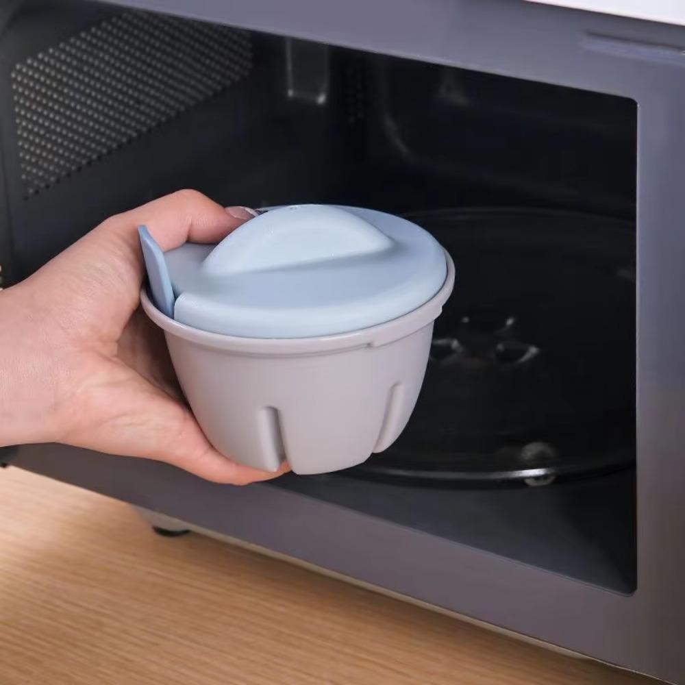 2 Piece 1/2 Cavity Kitchen Microwave Egg Cooker Heat-resistant Egg Poaching Cup Breakfast