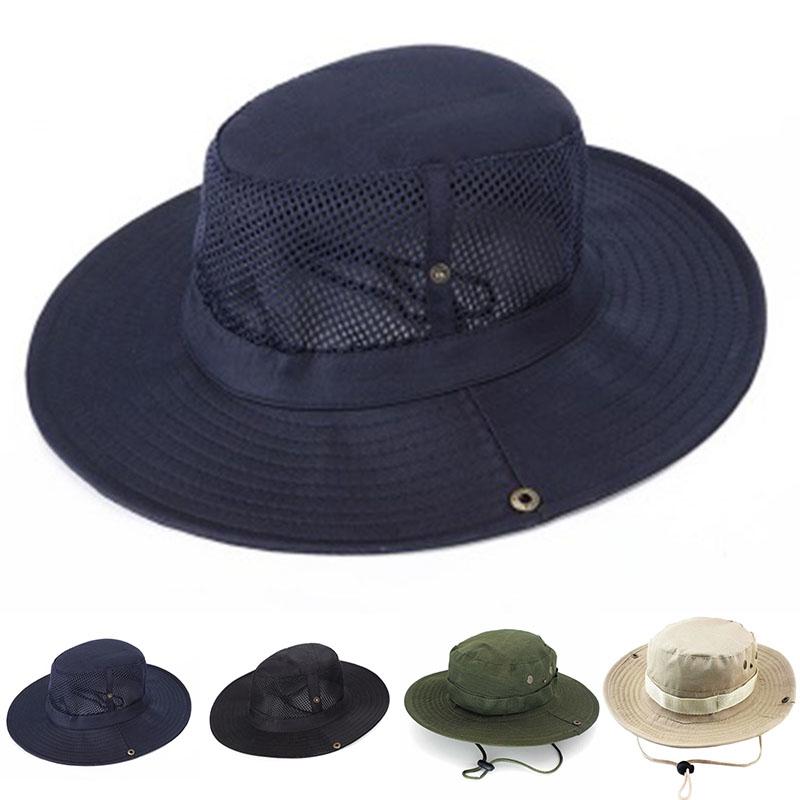 Wide Brim Mesh Camo Safari Sun Cap Hat 