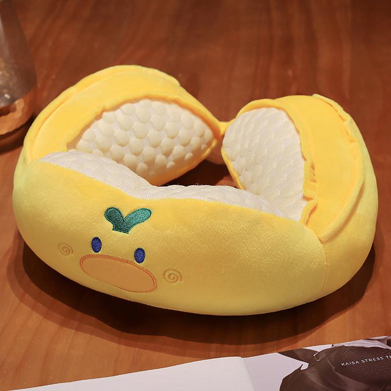 Cute Animal Design U Shaped Pillow Soft Plush Cartoon Travel Neck Cushion For Sleeping