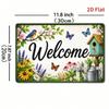 1pc Wildflower Blue Bird Butterfly Metal Tin Sign, Rustic Welcome Plaque for Front Door, Cottage Garden Decor Indoor/Outdoor