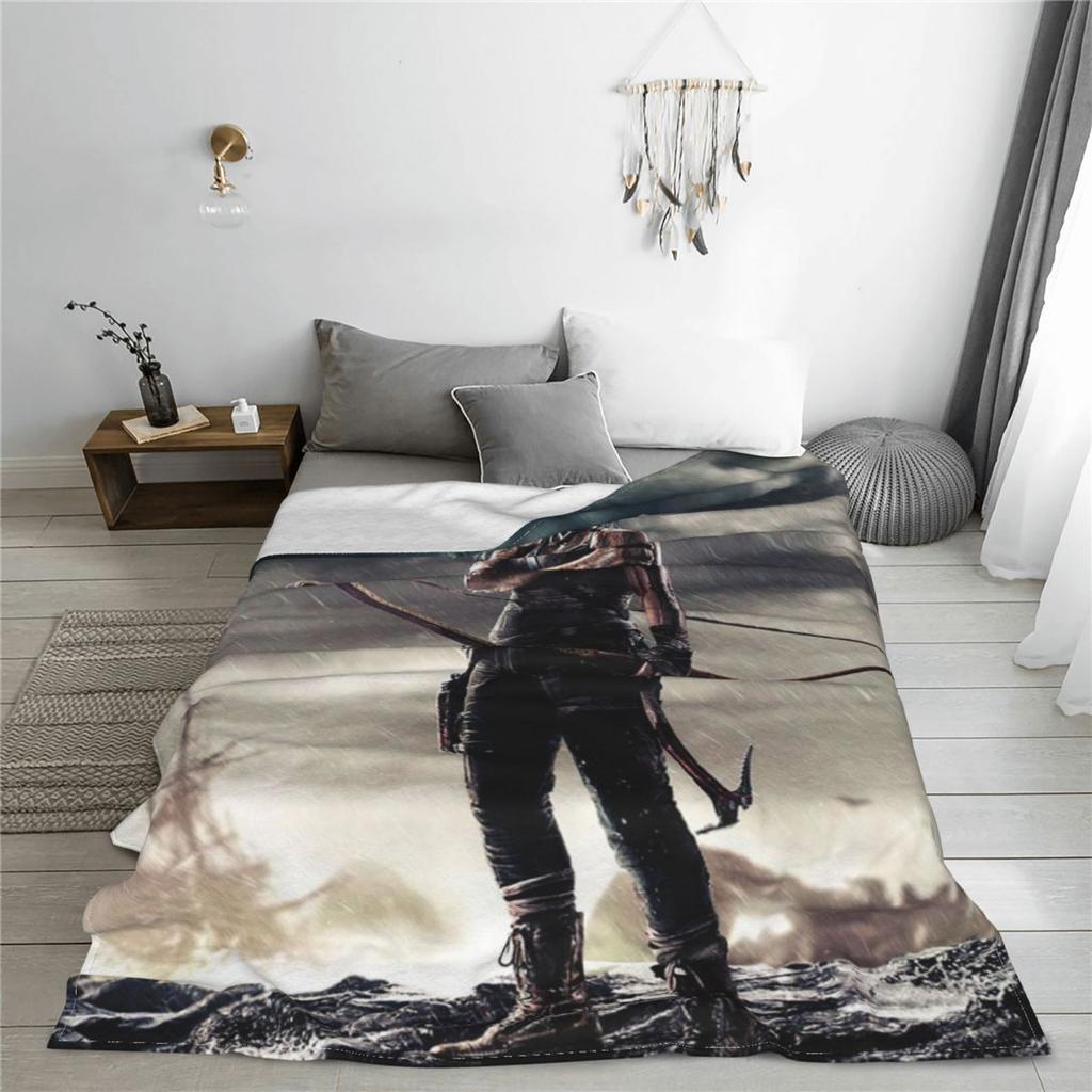 Tomb Raider Jonah Maiava Plush Blankets Video Game Cartoon Vintage Throw Blankets for Home Hotel Sofa 150*125cm Plush Thin Quilt