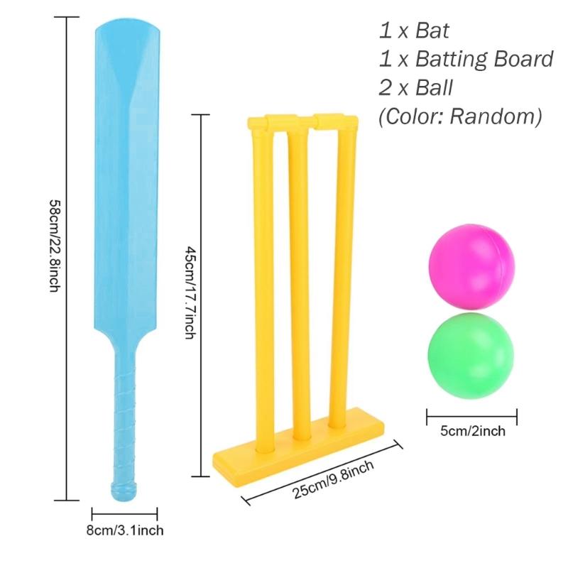 Set da Cricket per Bambini Mazza da Cricket in Plastica con 2 Palline e Stumps Gioco Sportivo per il Cortile Gioco da Tavolo Interattivo Facile da Giocare