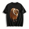 Capybara im Kokosnussschalen-Print Lässiges Kurzarm-T-Shirt Reines Baumwoll-T-Shirt