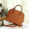 Mini Cowhide Crossbody Bowling Bag with Zipper - Classic Shell Design