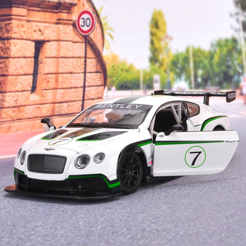 1/24 Bentley Continental GT3 Hög Simulering Gjuten Metalllegering Modellbil Ljud Ljus Dra Tillbaka Samling Leksak för Barn F501