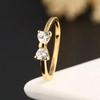 18k Gold Plated Bow Heart Shaped Zircon Ring Delicate Fashion Women Jewelry