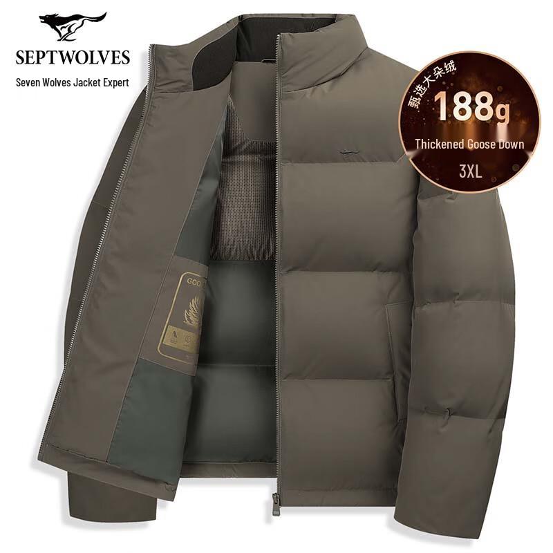 Мужская зимняя куртка SEPTWOLVES с водоотталкивающим покрытием и гусиным пухом XL хаки