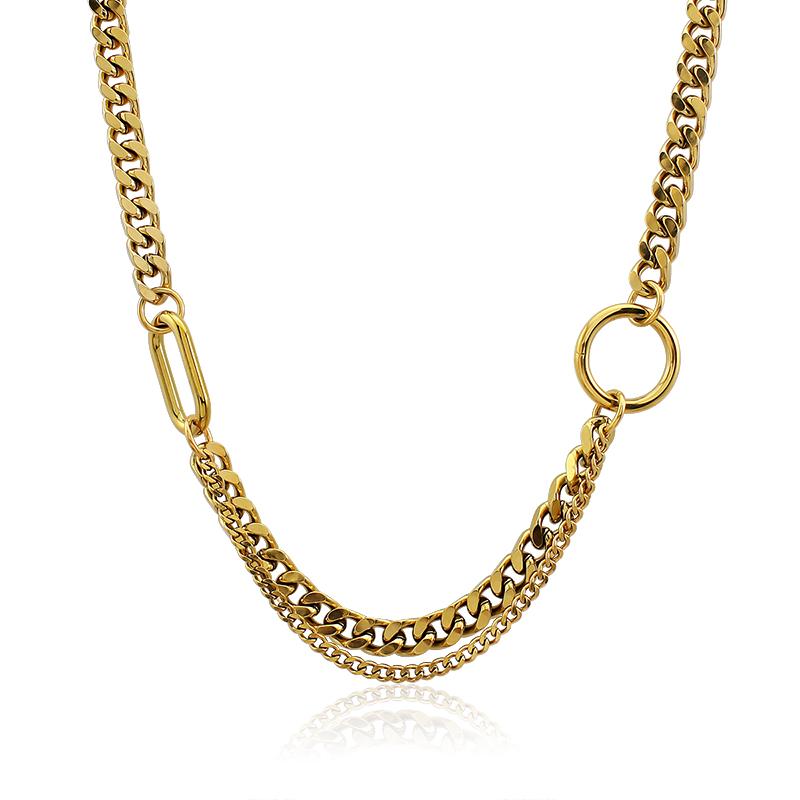 Popular Double Linked Dyola Trendy Cuban Necklace Fashion Jewelry for Women with Geometric Pattern for Weddings золотой