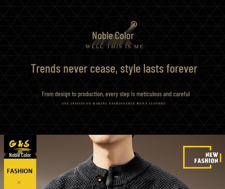 Men's High-End French Retro Cardigan Sweater: Winter Thick Knit Stand Collar Jacket