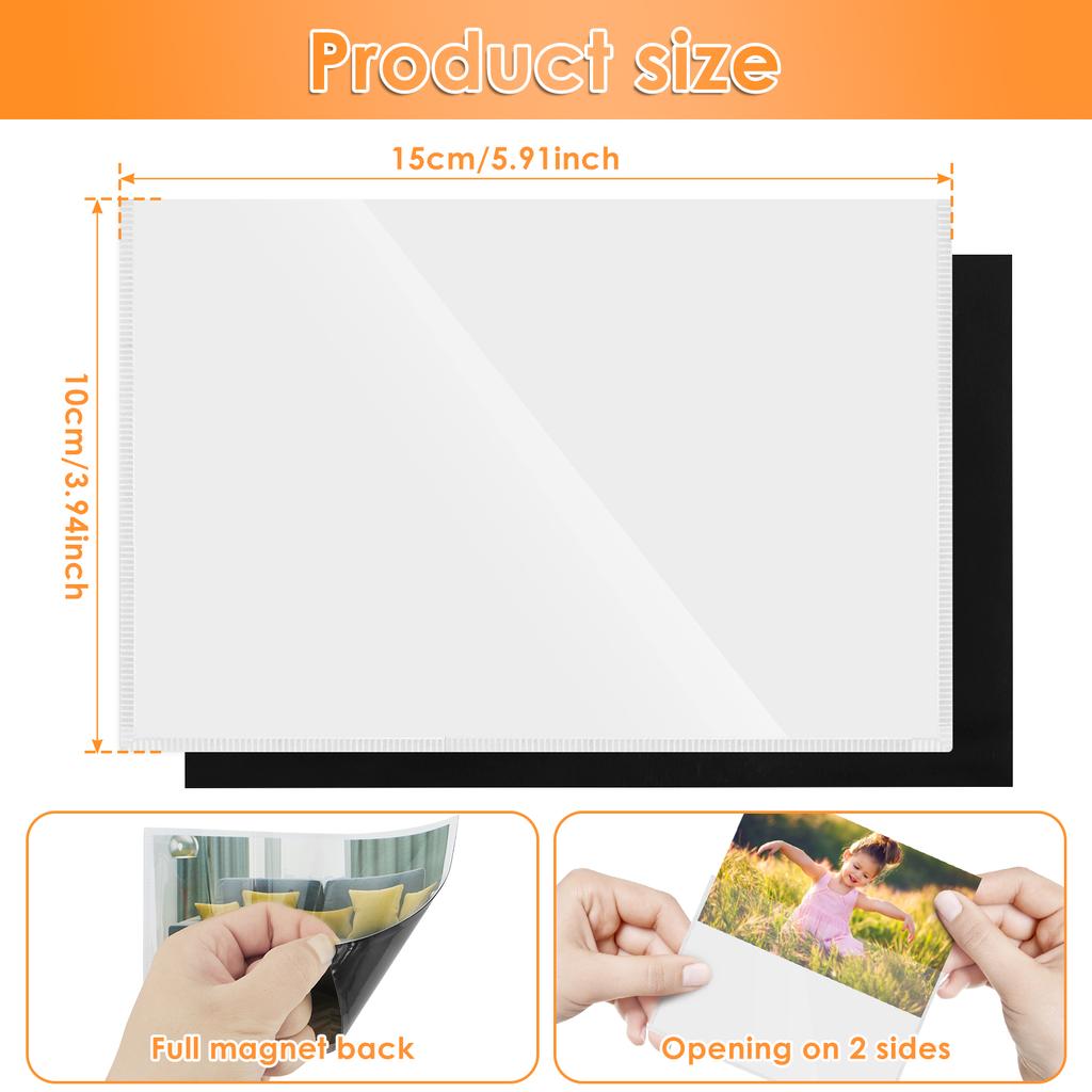 10/24pcs Magnetic Picture Frames 4x6 Inch Magnetic Photo Pocket Reusable Magnetic Sign Holder Clear PVC Photo Fridge Magnets