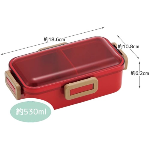 Skater Bento Box, 530ml, Single Tier, Made In Japan, for Women, with 4-Point Locking for Leak-Resistant Storage, Dishwasher and Microwave Safe, Cherry