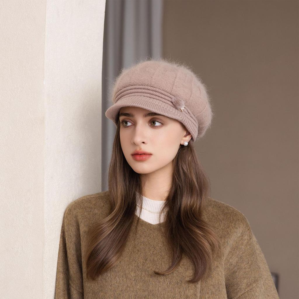 Chapéu Tricotado Feminino com Isolamento de Pelúcia e Fio à Prova de Frio Chapéu Balde