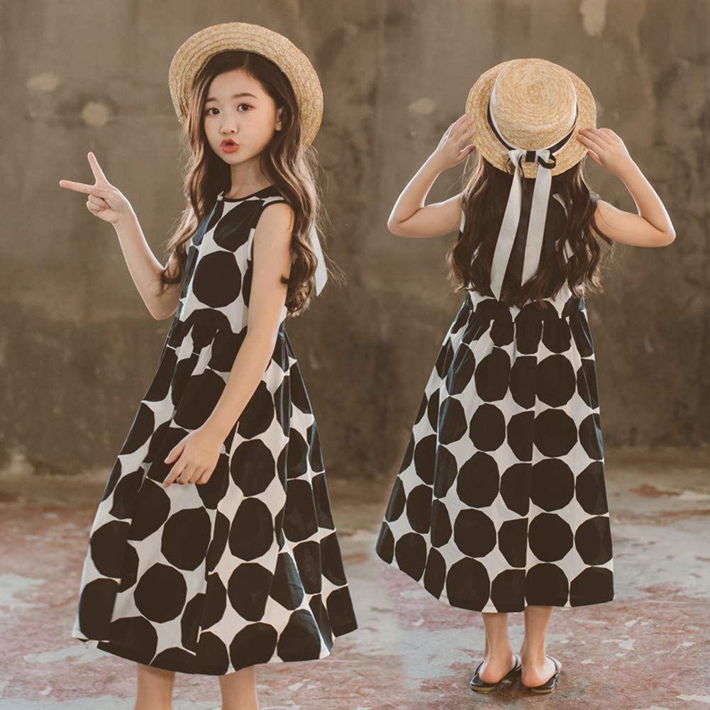 Long Sleeveless Summer Dress with Oversized Polka Maxi Simple Hawaiian Perfect for and Size 130 Biei-ya Kids' Dots, Style, Style, Casual, Resorts,