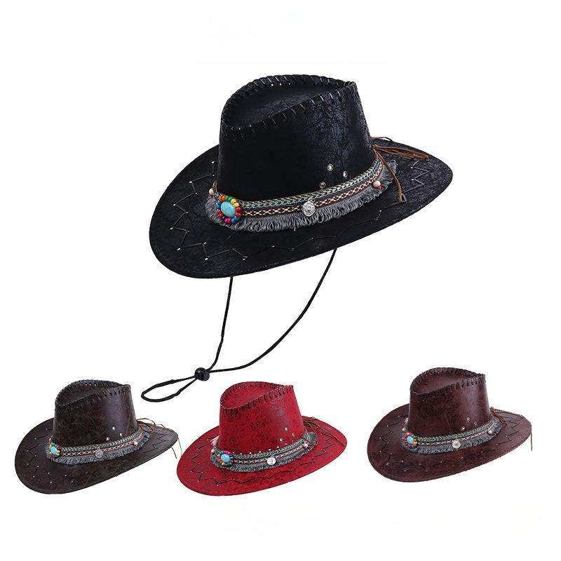 New Ethnic Wind Western Cowboy Hat Men Women Mountaineering Sun Protection Travel Prairie Sun Shade Jazz Hat