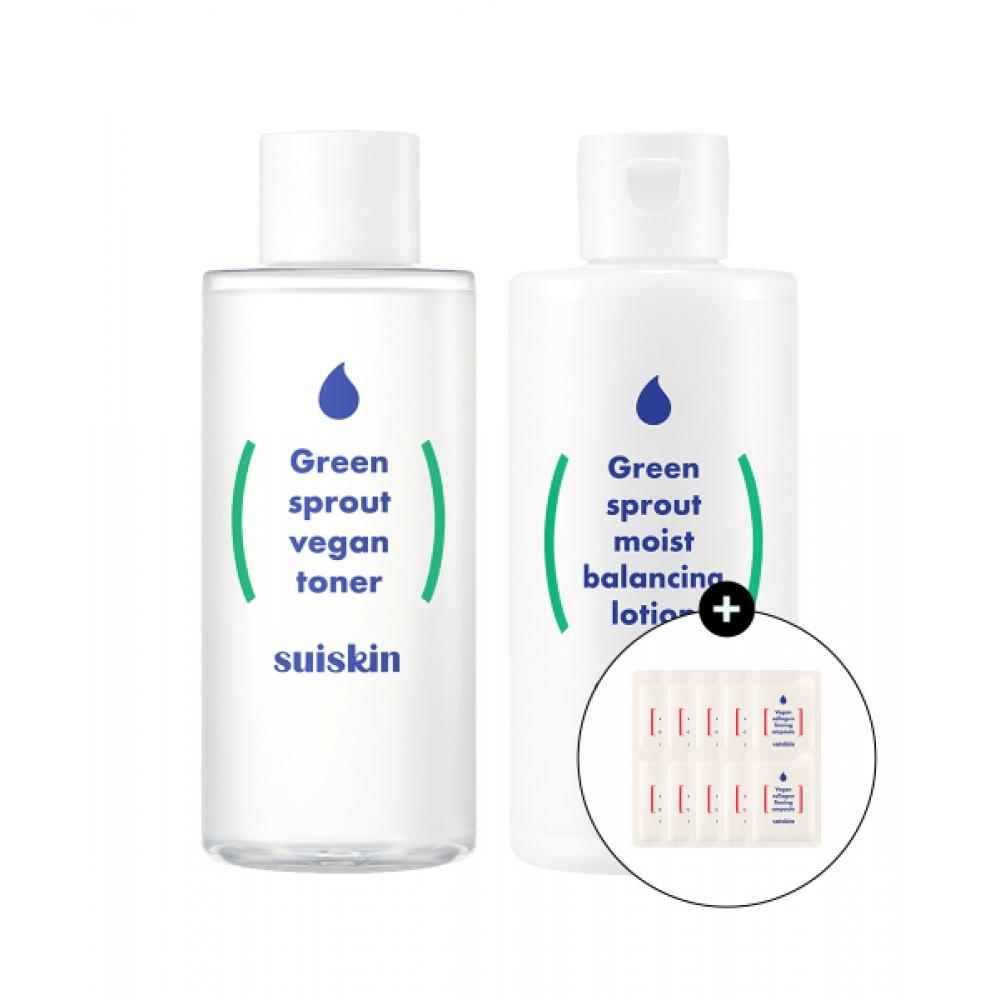 Suiskin Young Sprout Clean Toner 200ml + Lotion 210ml + Collagen Ampoule 10ml Free none