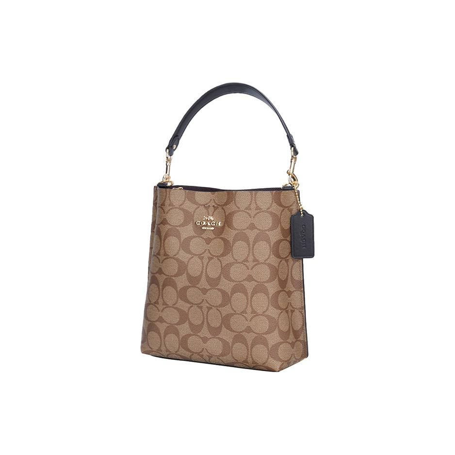Coach Borsa Secchiello Mollie con Chiusura a Bottone a Pressione e Scomparto Centrale con Zip Borsa a Spalla da Donna Kaki Nero CA582-IMCBI