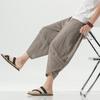 Chinese Style Summer Calf Length Casual Men's Pants Wide Leg Cotton Linen Harem Baggy Pants