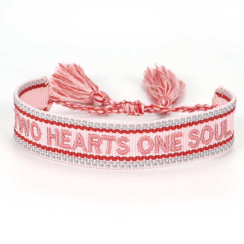 Handmade European Style Embroidered Love Bracelet with Tassels for Girls