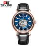 Tevise Hollow Out Leather Men's Watch Waterproof Night Light Classic Fully Automatic Mechanical Watch Skeleton 24 Hours Luminous
