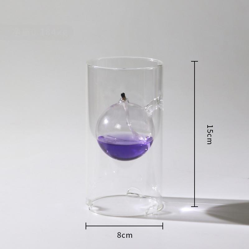 Oil Lamp Chimney Clear Glass Oil Burner Windproof Heat-Resistant Lamp Shade Portable Candle Holder For Bar Dining Room No Fuel