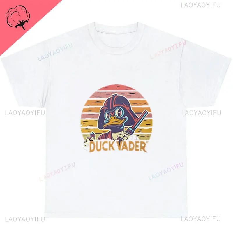 Vintage Ropa Hombre Duck Vader Funny T-Shirt Duck Darth Vader Parody High Quality Cotton Summer Hip-hop Men Streetwear Cotton