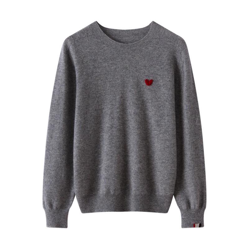 Women's 100% Cashmere Loose Round Neck Pullover: High-Quality, Soft Knit Base Layer Sweater for Autumn/Winter