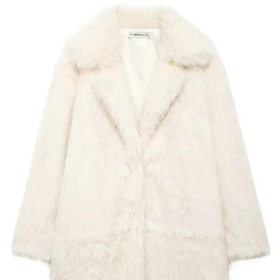 European and American Style Women's Autumn and Winter Artificial Fur Effect Lapel Long-sleeved Fur Coat Jacket