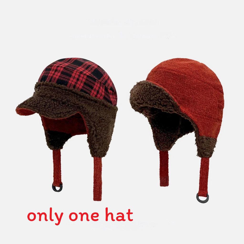

Winter Lambswool Flying Hat With Ear Protection For Women And Men червоний