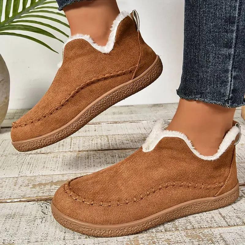 Fashion Women's Boots Keep Warm Ankle Boots with Fur Winter Shoes Women Snow Botas New Winter Boots Slip on Winter Footwear Female
