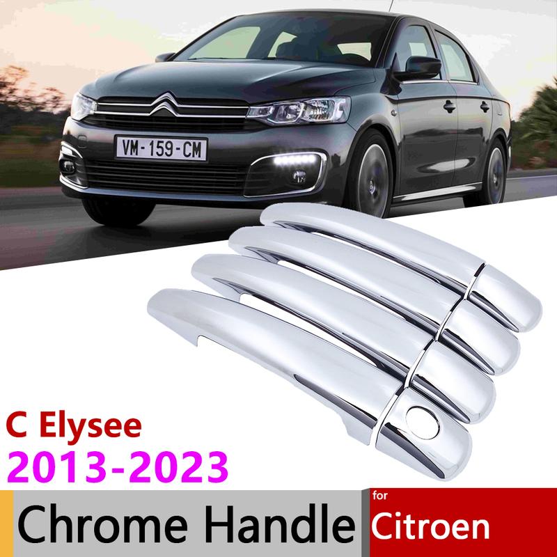Auto Chrome For Citroen C Elysee 2013~ Car Chrome Door Handle Cover Exterior Styling Accessories Sticker