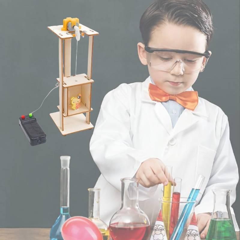 Elevator Lift Technology Diy Invention Science Experiment Stem Education Toy Wood Material
