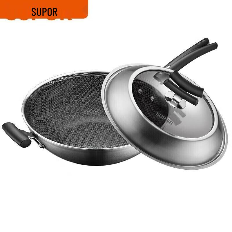 Supor 316 Stainless Steel Wok with X-Crystal Shield