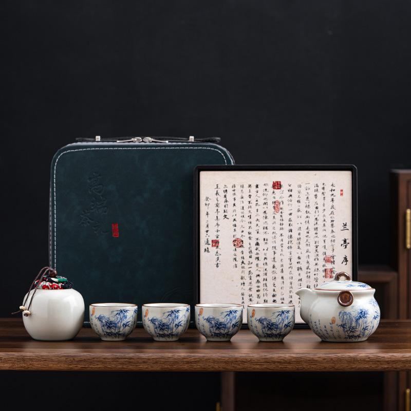 

Ручная работа, печь ру, дорожный чайный набор, бытовая роскошь, элитный заварочный чайник, крышка, чаша, чашка для питья чая, керамическая подарочная коробка