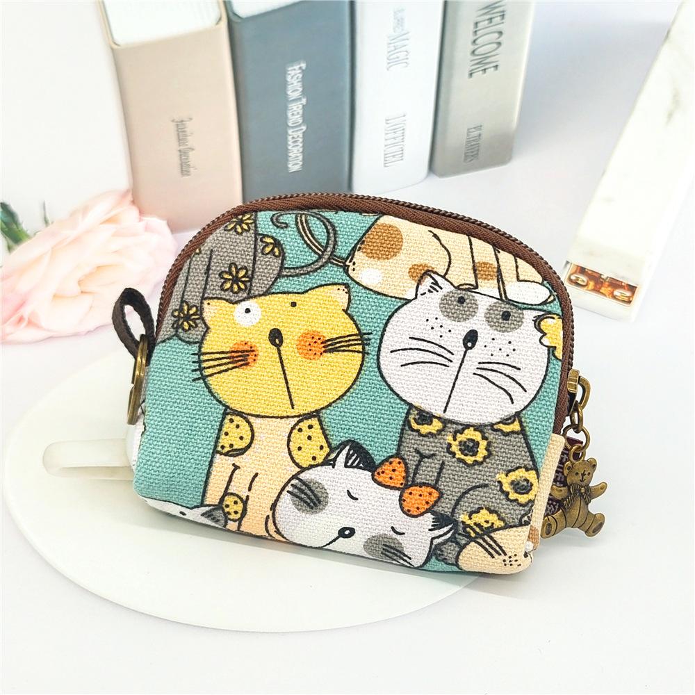 Cartoon Prints Keychain Wallet Small Card Organizer Key Pouch Ladies Money Bag Coin Purse for Girls Boys Clutch Bag