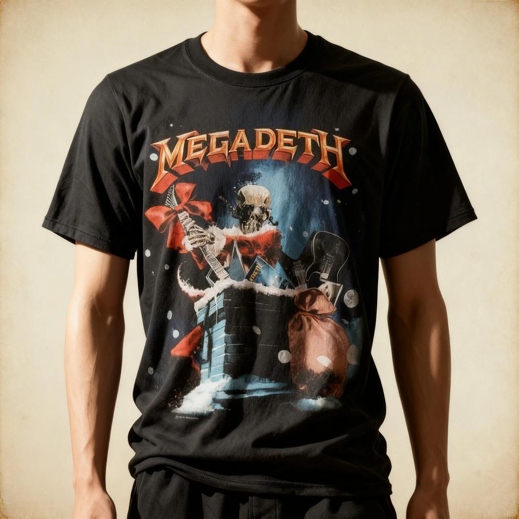 Merry Christmas Megadeth Band Cotton Unisex Black Full Size Tee Shirt