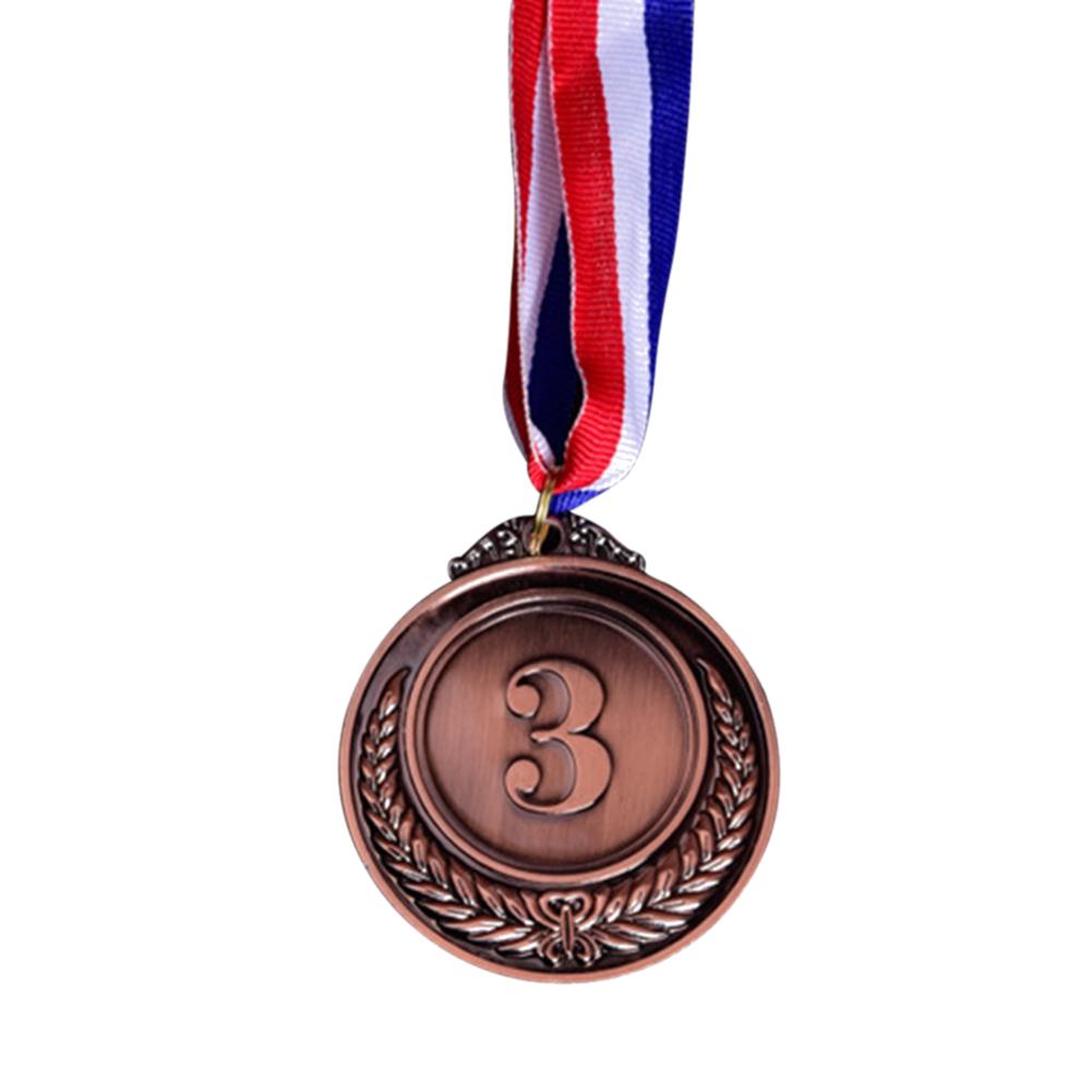 1-3pcs 5cm Gold Silver Bronze Metal Award Children Medal Winner Reward Football Competition Prizes with Neck Ribbon for Outdoor