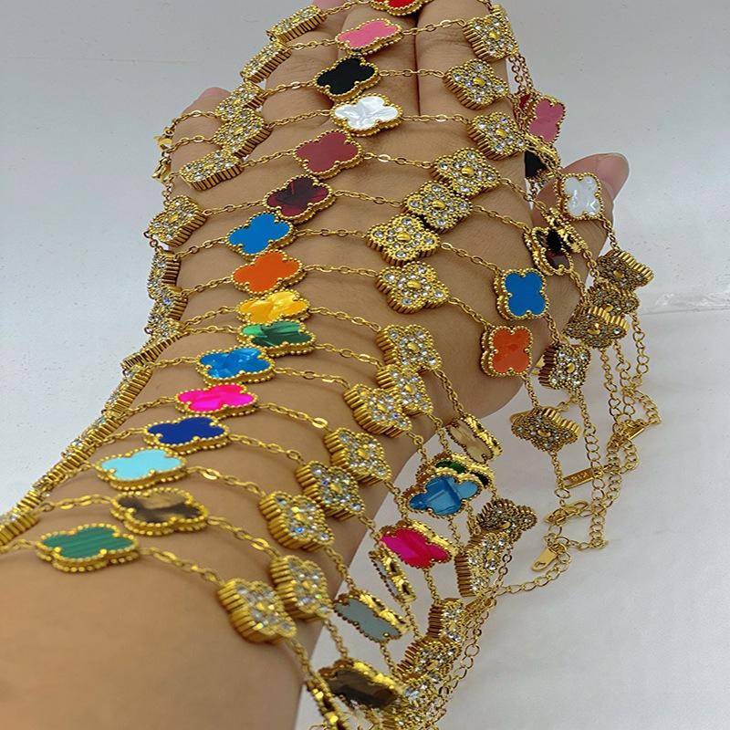 New Shiny Four-leaf Clover Bracelet Five-flower Fashion Sense Hand Jewelry Simple Jewelry
