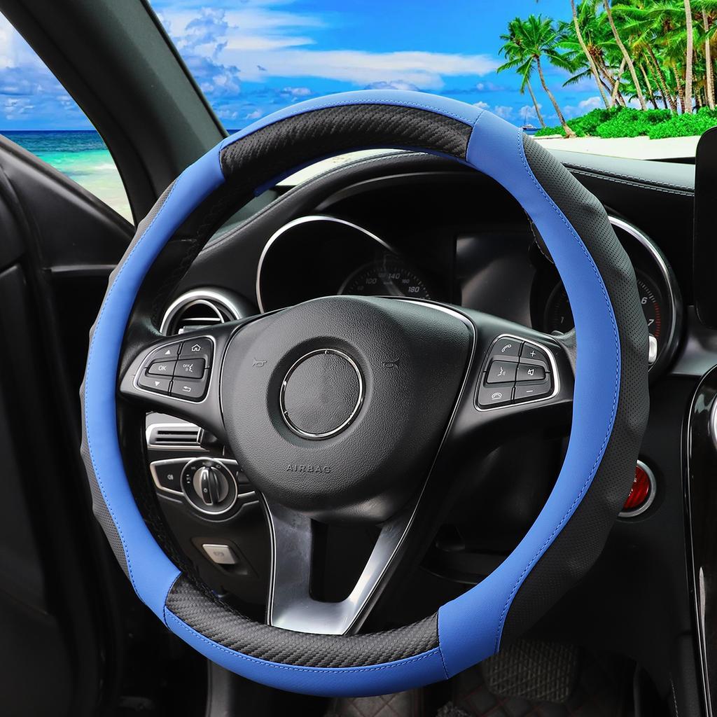 1 carbon fiber PU leather stereo massage with inner ring car steering wheel cover suitable for 14.5-1 automotive supplies