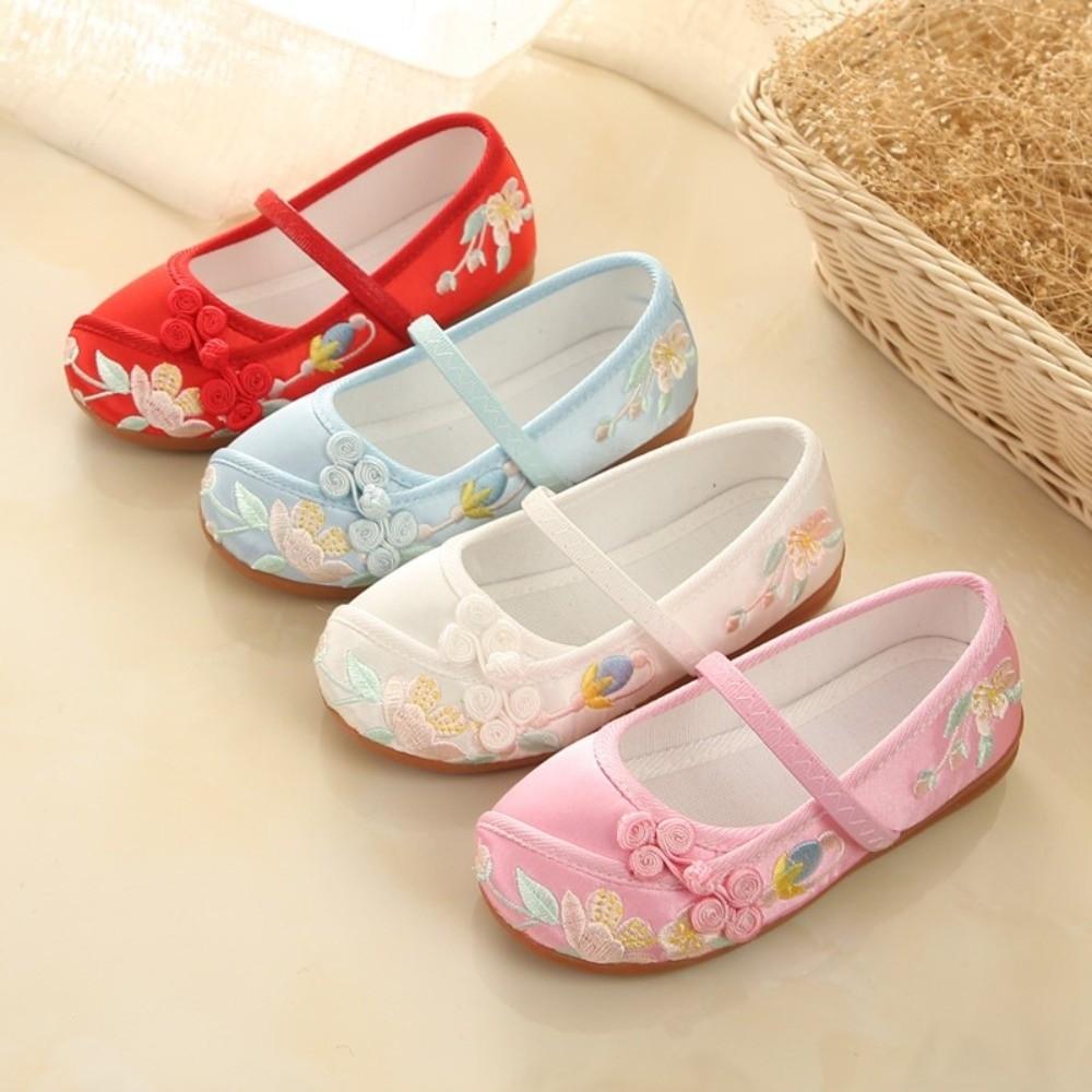 Chinese Style Children Hanfu Flat Shoes Wear Resistant Embroidered Cloth Shoes Kid Gift
