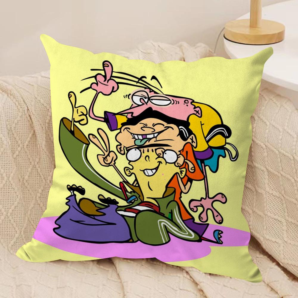 E-Ed Edd N Eddy Cushion Cover Silky Short Plush Double-Sided Printed Pillow Case for Sofa All Seasons Home Decor Gift